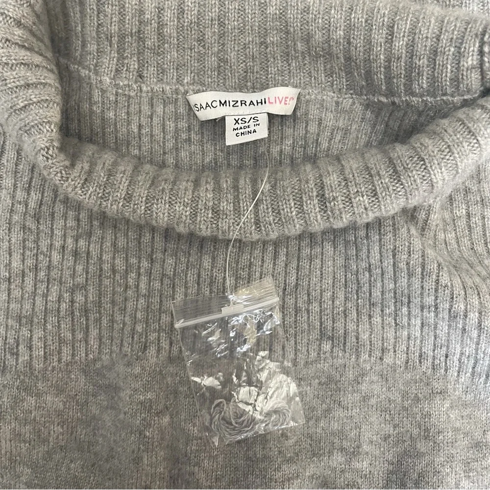 Isaac Mizrahi Gray Cashmere Mock Neck Sweater Poncho XS/S NWOT